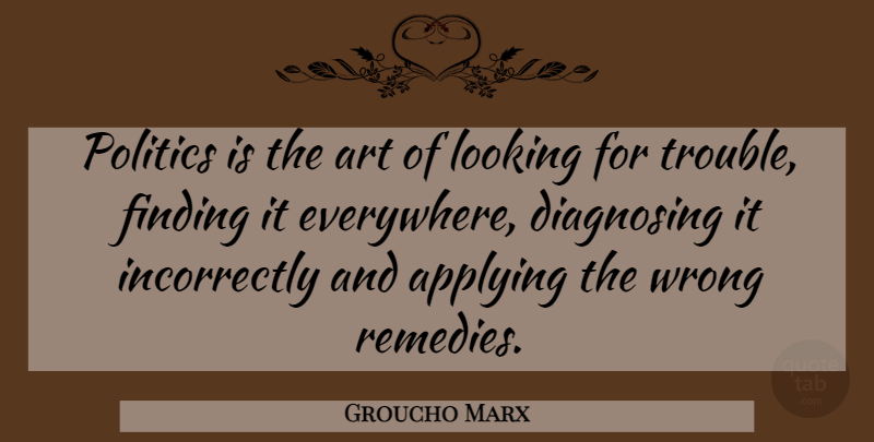 Groucho Marx Quote About Art, Freedom, Political Will: Politics Is The Art Of...