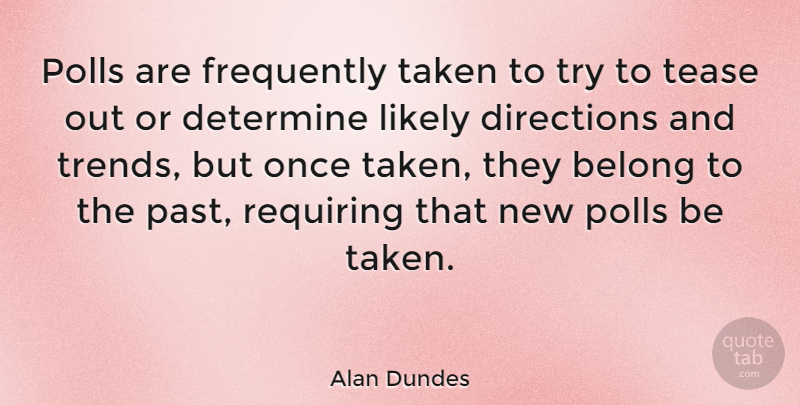 Alan Dundes Quote About Taken, Past, Trying: Polls Are Frequently Taken To...