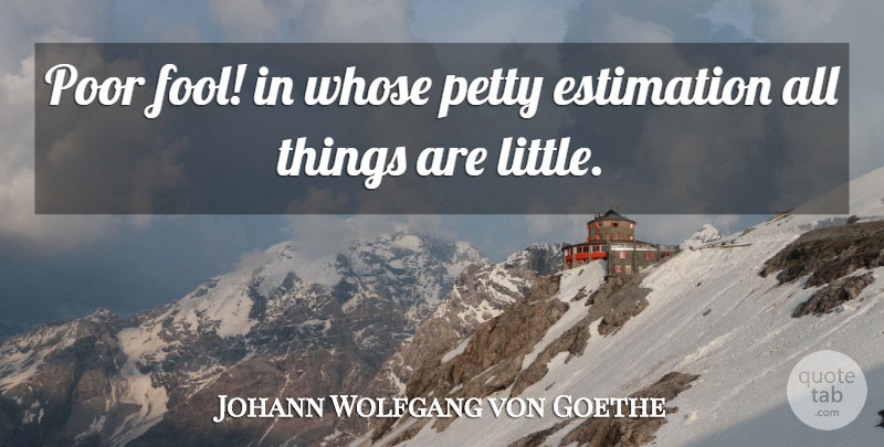 Johann Wolfgang von Goethe Quote About Littles, Fool, Poor: Poor Fool In Whose Petty...