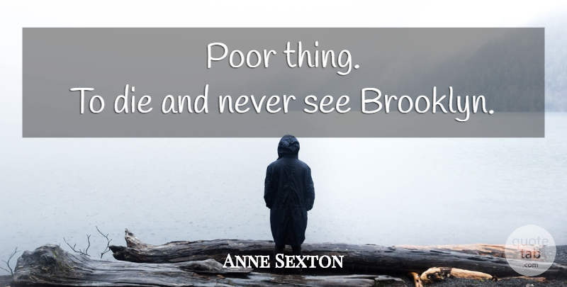 Anne Sexton Quote About Brooklyn, Poor, Dies: Poor Thing To Die And...