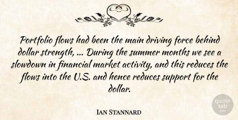 Ian Stannard Quote About Behind, Dollar, Driving, Financial, Flows: Portfolio Flows Had Been The...