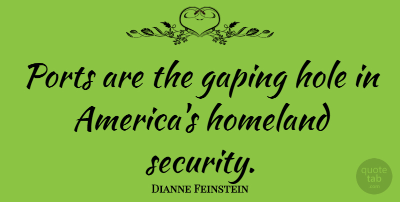 Dianne Feinstein Quote About America, Port, Holes: Ports Are The Gaping Hole...