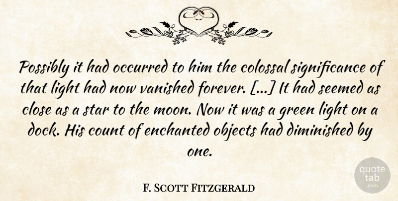 F. Scott Fitzgerald Quote About Stars, Moon, Light: Possibly It Had Occurred To...
