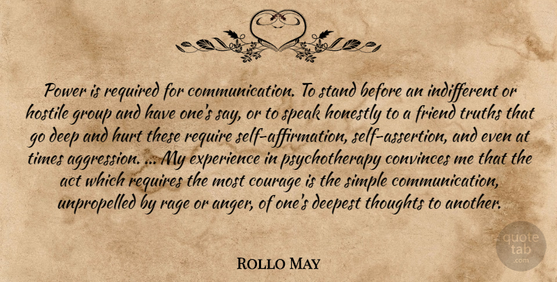 Rollo May Quote About Hurt, Communication, Simple: Power Is Required For Communication...