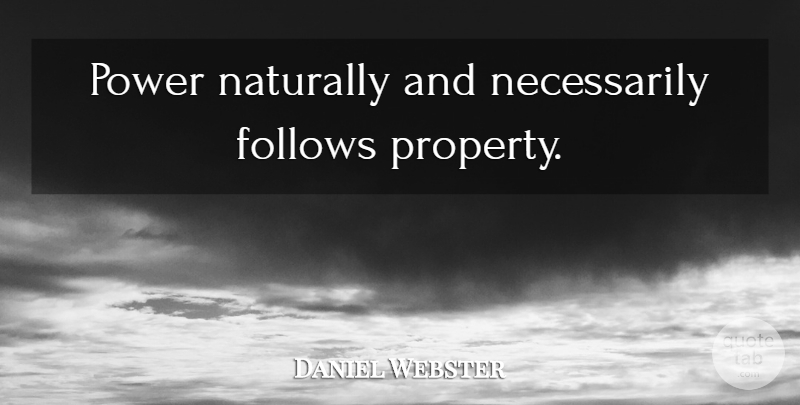 Daniel Webster Quote About Politics, Economy, Liberalism: Power Naturally And Necessarily Follows...