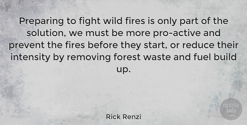Rick Renzi Quote About Fighting, Fire, Fuel: Preparing To Fight Wild Fires...