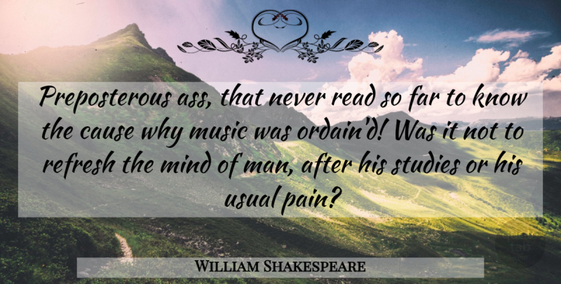 William Shakespeare Quote About Music, Pain, Men: Preposterous Ass That Never Read...