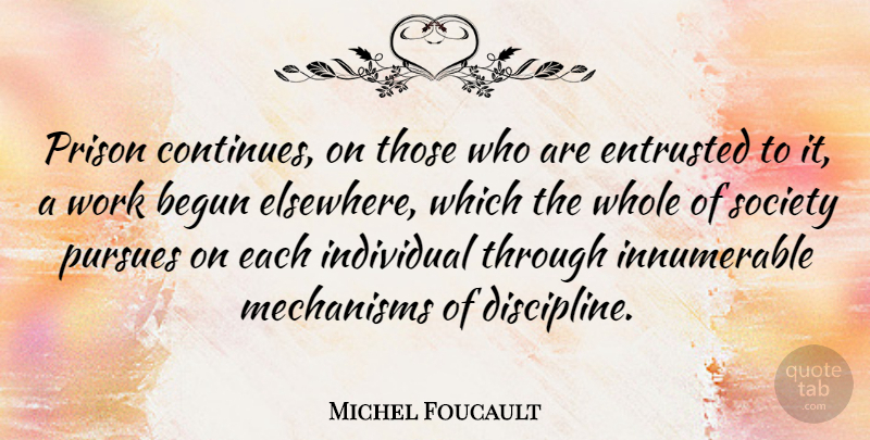 Michel Foucault Quote About Jail, Discipline, Prison: Prison Continues On Those Who...