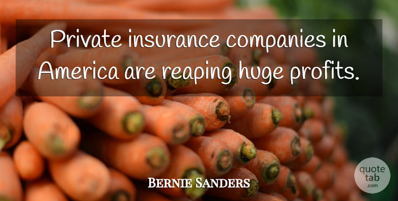 Bernie Sanders Quote About America, Companies, Huge, Reaping: Private Insurance Companies In America...