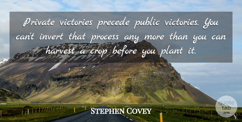 Stephen Covey Quote About Victory, Conservative, Harvest: Private Victories Precede Public Victories...