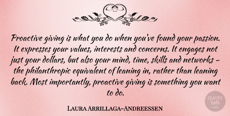 Laura Arrillaga-Andreessen Quote About Equivalent, Expresses, Found, Interests, Leaning: Proactive Giving Is What You...