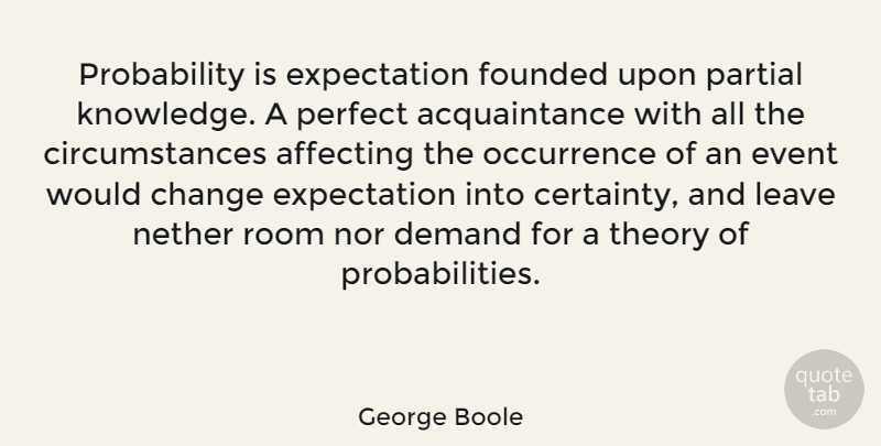 George Boole Quote About Probability Theory, Perfect, Expectations: Probability Is Expectation Founded Upon...