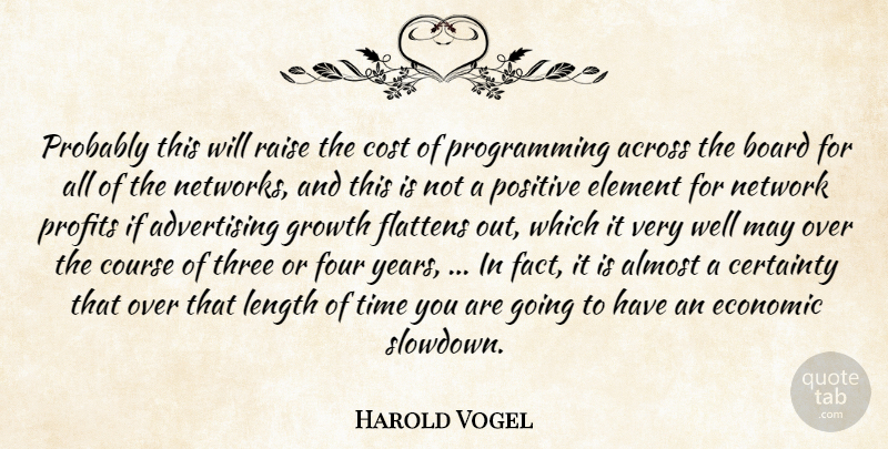 Harold Vogel Quote About Across, Advertising, Almost, Board, Certainty: Probably This Will Raise The...