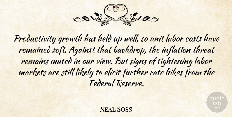 Neal Soss Quote About Against, Costs, Elicit, Federal, Further: Productivity Growth Has Held Up...