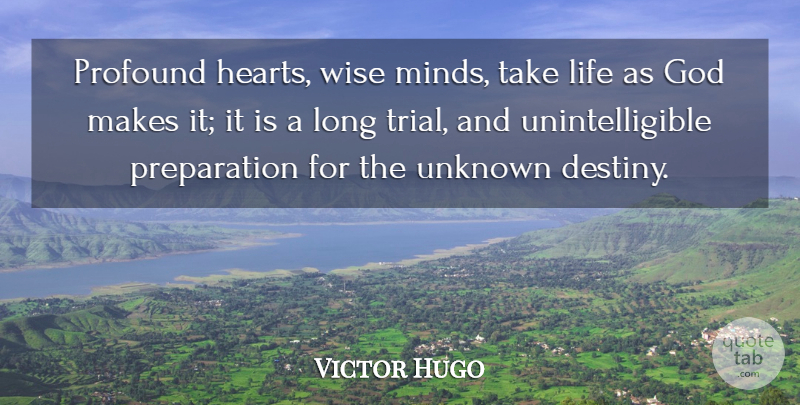 Victor Hugo Quote About Wise, Heart, Destiny: Profound Hearts Wise Minds Take...