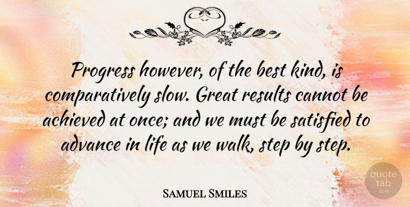 Samuel Smiles Quote About Success, Moving On, Perseverance: Progress However Of The Best...