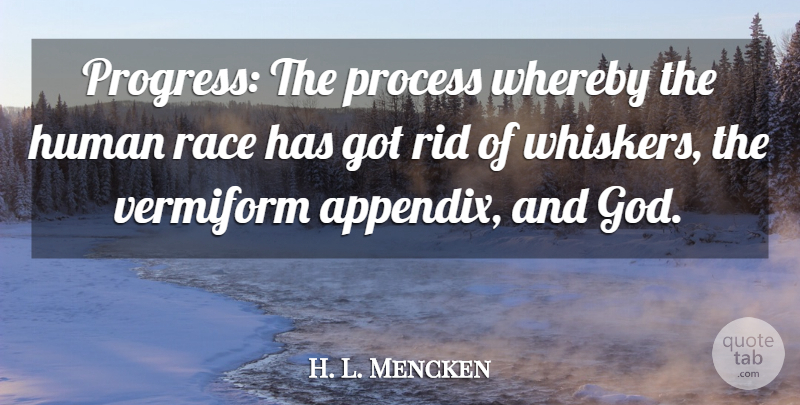 H. L. Mencken Quote About Race, Progress, Process: Progress The Process Whereby The...