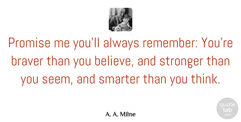 A. A. Milne Quote About Inspirational, Friends, Being Strong: Promise Me Youll Always Remember...