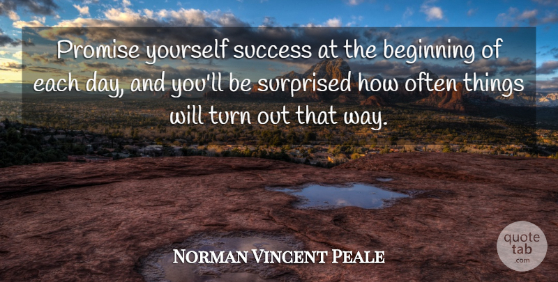 Norman Vincent Peale Quote About Promise, Way, Each Day: Promise Yourself Success At The...