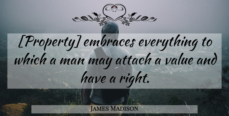 James Madison Quote About Men, May, Embrace: Property Embraces Everything To Which...
