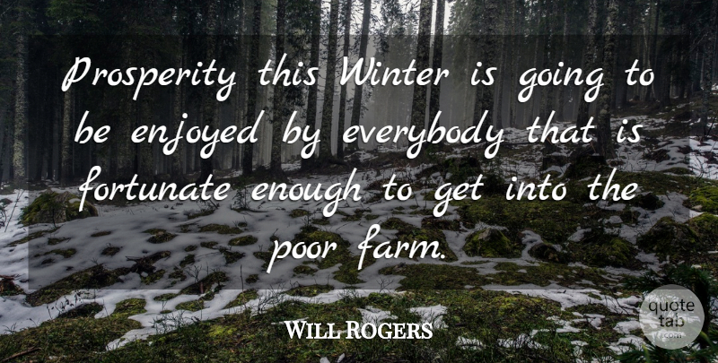 Will Rogers Quote About Business, Winter, Prosperity: Prosperity This Winter Is Going...