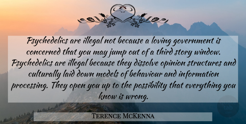 Terence McKenna Quote About Government, Information Processing, Dmt: Psychedelics Are Illegal Not Because...