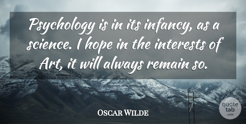 Oscar Wilde Quote About Art, Infancy, Interest: Psychology Is In Its Infancy...