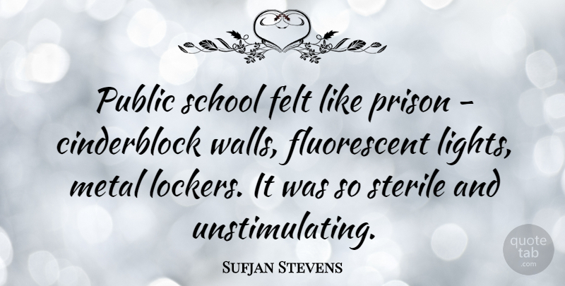 Sufjan Stevens Quote About Wall, School, Light: Public School Felt Like Prison...