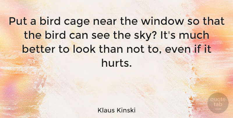 Klaus Kinski Quote About Hurt, Sky, Bird: Put A Bird Cage Near...