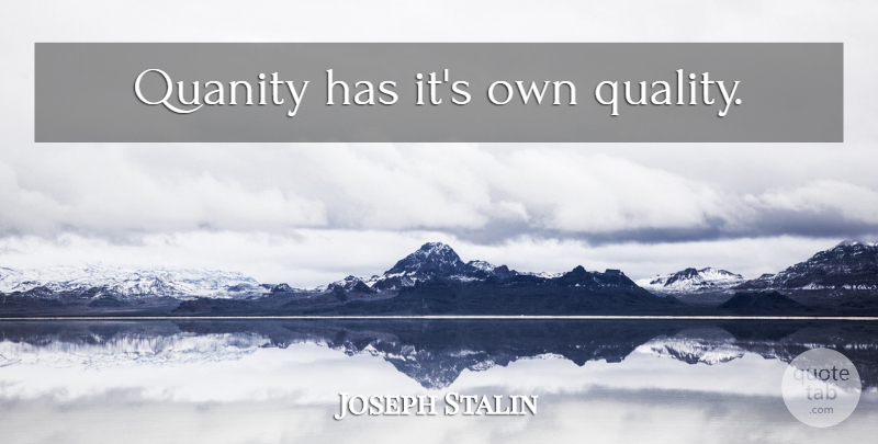 Joseph Stalin Quote About Quality: Quanity Has Its Own Quality...