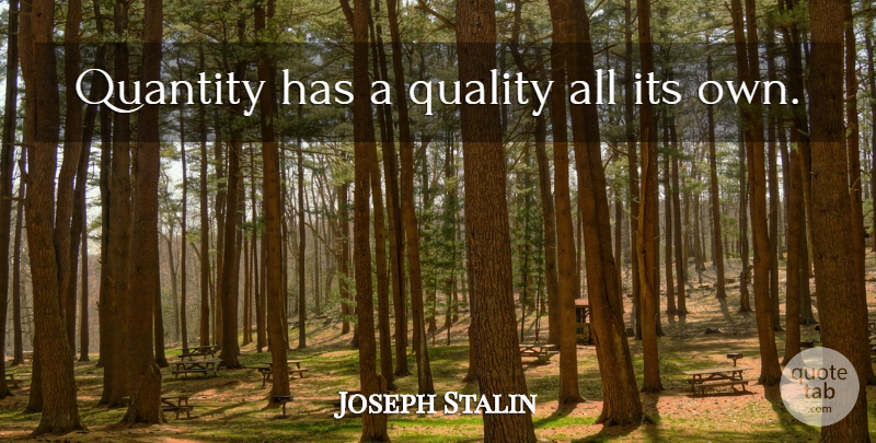 Joseph Stalin Quote About Intelligent, Quality, Quantity And Quality: Quantity Has A Quality All...