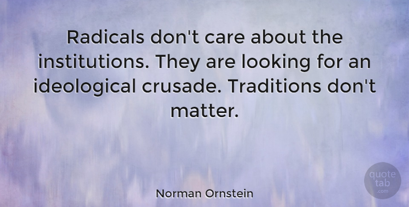 Norman Ornstein Quote About Radicals, Traditions: Radicals Dont Care About The...