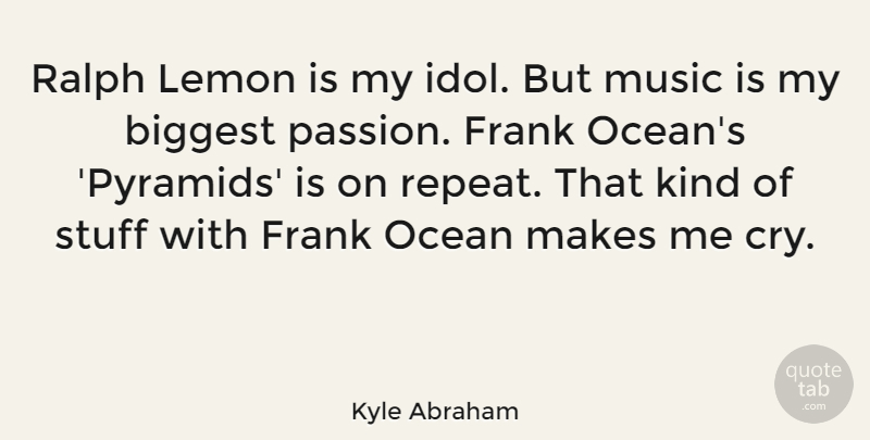Kyle Abraham Quote About Biggest, Frank, Lemon, Music, Ralph: Ralph Lemon Is My Idol...