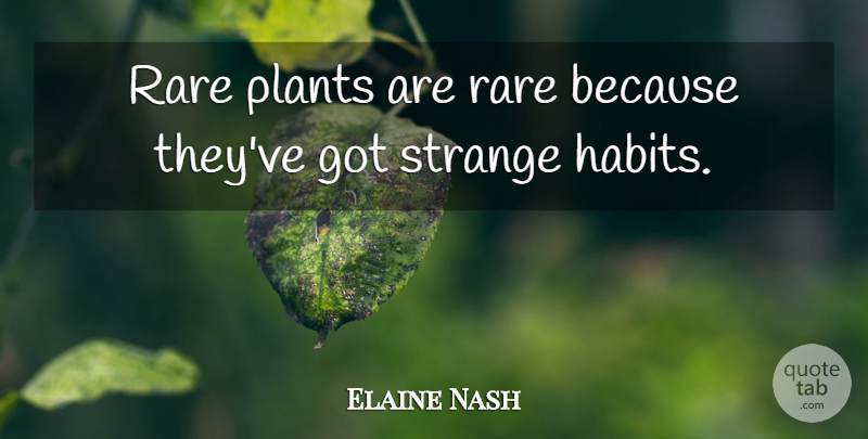 Elaine Nash Quote About Plants, Rare, Strange: Rare Plants Are Rare Because...