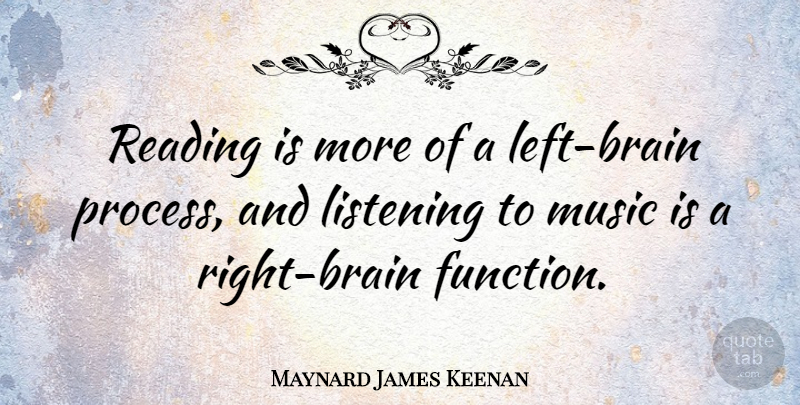 Maynard James Keenan Quote About Reading, Brain, Listening: Reading Is More Of A...