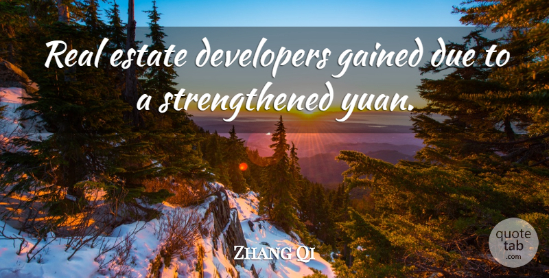 Zhang Qi Quote About Developers, Due, Estate, Gained: Real Estate Developers Gained Due...