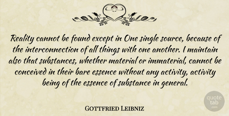 Gottfried Leibniz Quote About Reality, Essence, Words Of Wisdom: Reality Cannot Be Found Except...