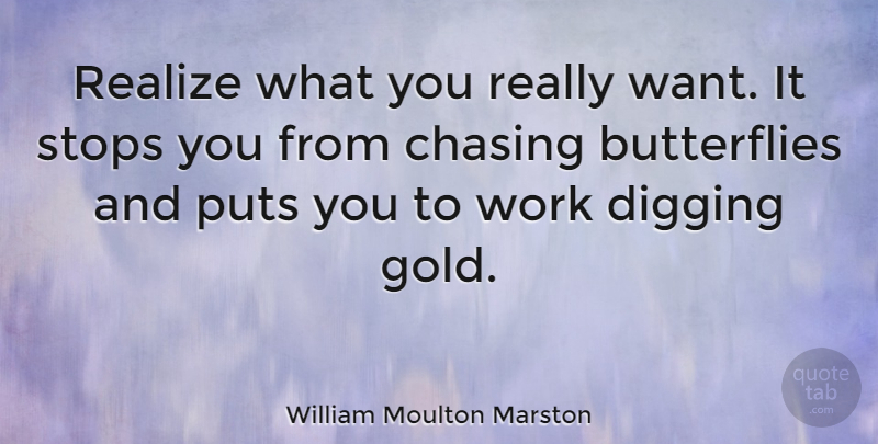 William Moulton Marston Quote About Butterfly, Chasing Butterflies, Gold: Realize What You Really Want...