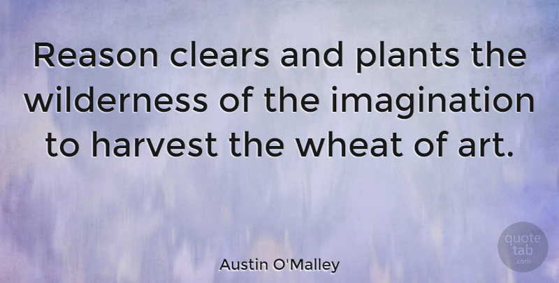 Austin O'Malley Quote About Art, Wheat Fields, Imagination: Reason Clears And Plants The...