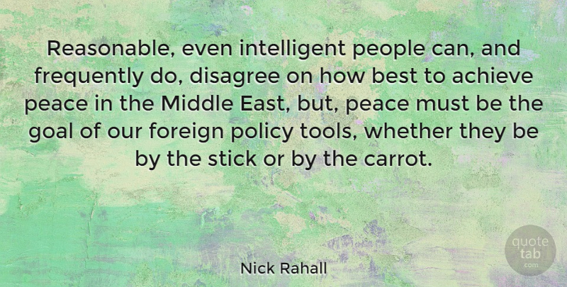 Nick Rahall Quote About Intelligent, People, Goal: Reasonable Even Intelligent People Can...