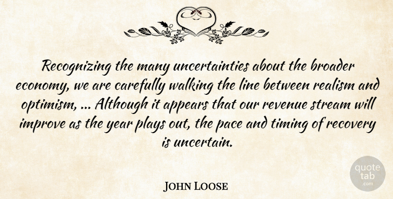 John Loose Quote About Although, Appears, Broader, Carefully, Improve: Recognizing The Many Uncertainties About...