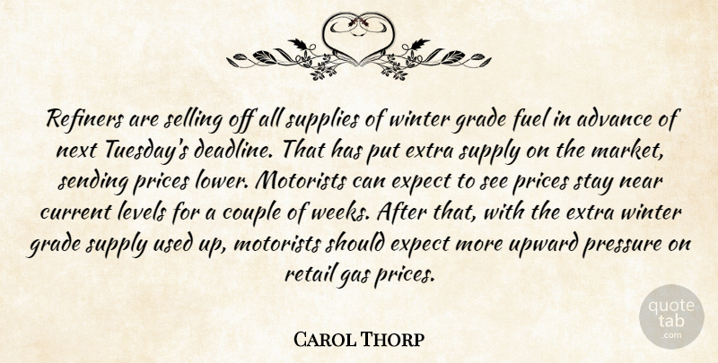 Carol Thorp Quote About Advance, Couple, Current, Expect, Extra: Refiners Are Selling Off All...