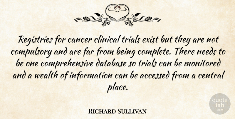 Richard Sullivan Quote About Cancer, Central, Clinical, Compulsory, Database: Registries For Cancer Clinical Trials...
