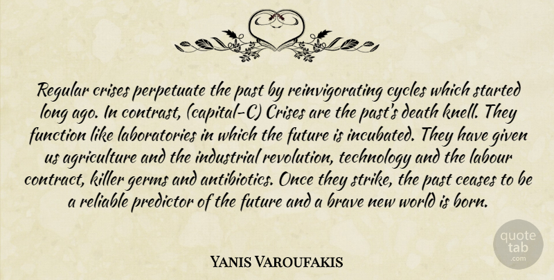 Yanis Varoufakis Quote About Past, Technology, Brave New World: Regular Crises Perpetuate The Past...