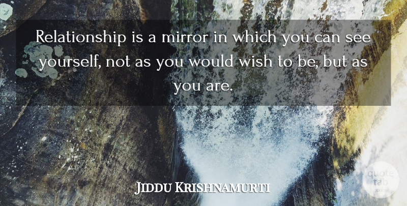 Jiddu Krishnamurti Quote About Self, Mirrors, Wish: Relationship Is A Mirror In...