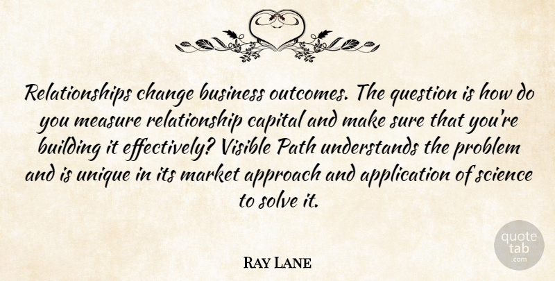 Ray Lane Quote About Approach, Building, Business, Capital, Change: Relationships Change Business Outcomes The...