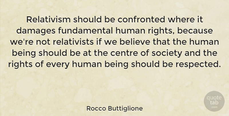 Rocco Buttiglione Quote About Believe, Rights, Fundamentals: Relativism Should Be Confronted Where...