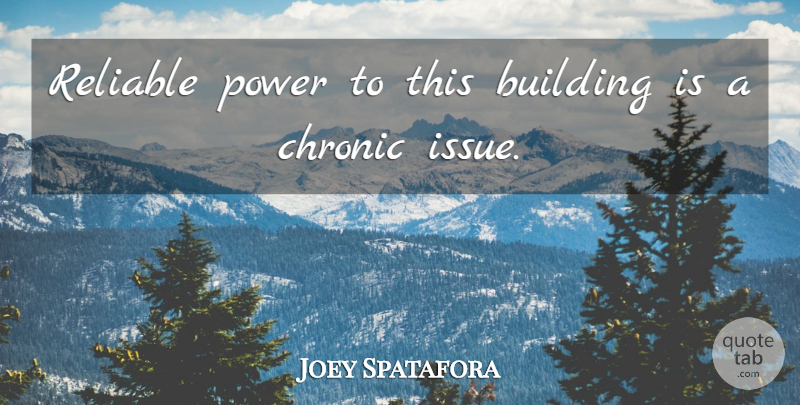 Joey Spatafora Quote About Building, Chronic, Power, Reliable: Reliable Power To This Building...