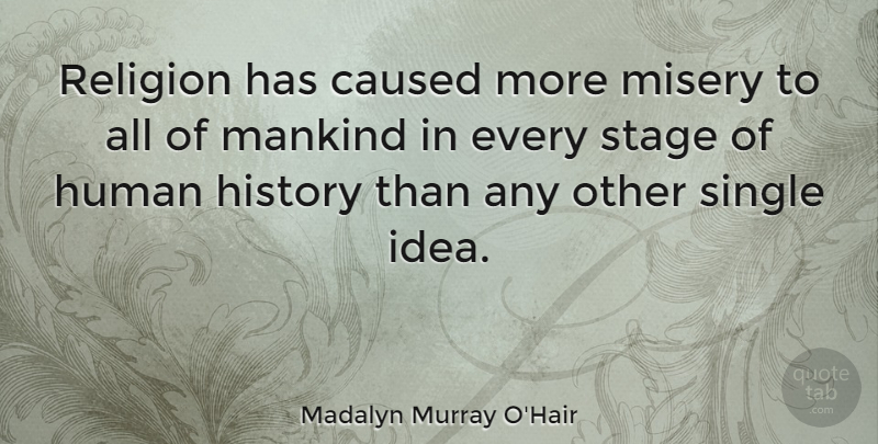 Madalyn Murray O'Hair Quote About Atheist, Ideas, Atheism: Religion Has Caused More Misery...