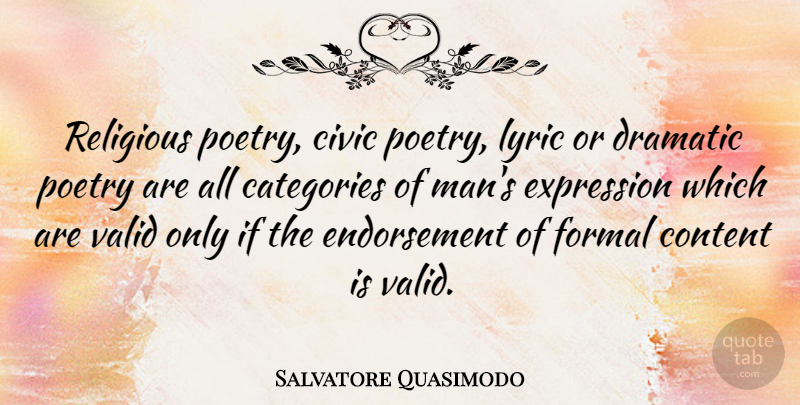 Salvatore Quasimodo Quote About Religious, Men, Expression: Religious Poetry Civic Poetry Lyric...